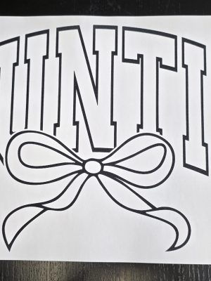 Screenprint-Auntie with bow in Black