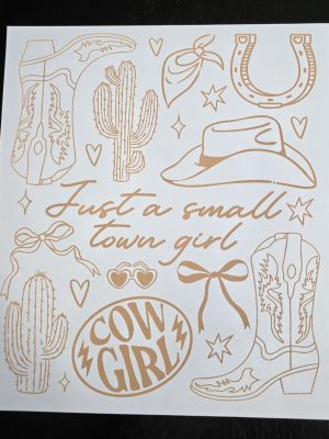 Screenprint-Cowgirl collage in Brown