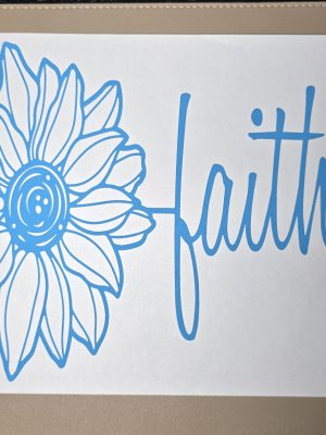Screenprint-Faith with Sunflower in Blue