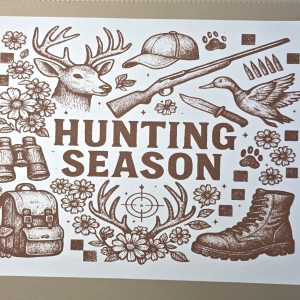 Screenprint-Hunting Season Collage in Brown